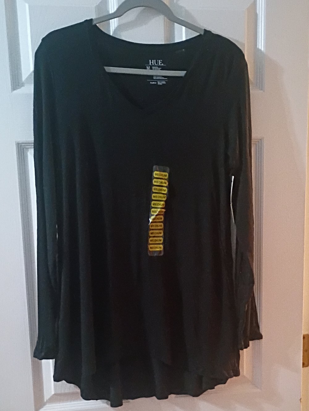 HUE Black V-Neck Long Sleeve Tunic Top